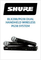 Go to product page for Shure BLX288/PG58 Dual-Channel Handheld Wireless PG58 Microphone System